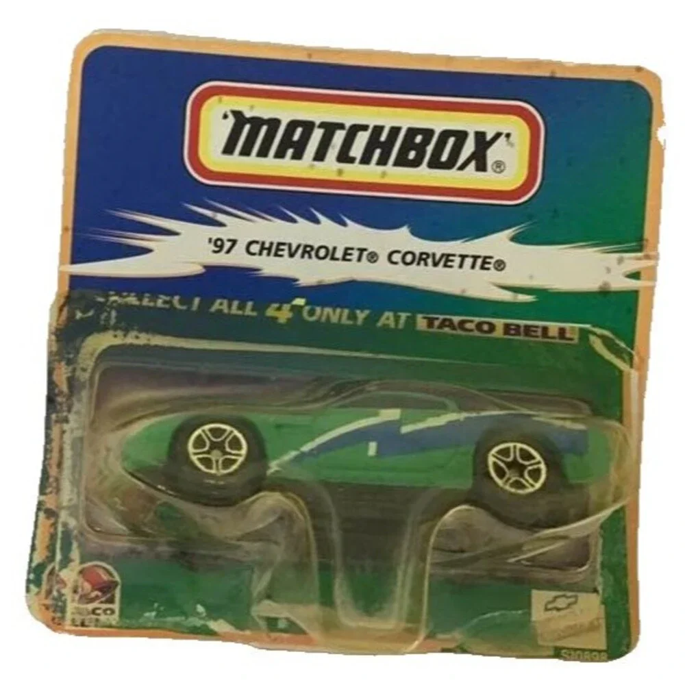 '97 1997 Chevrolet Corvette Matchbox Car Taco Bell Promo Green Blue Collectible